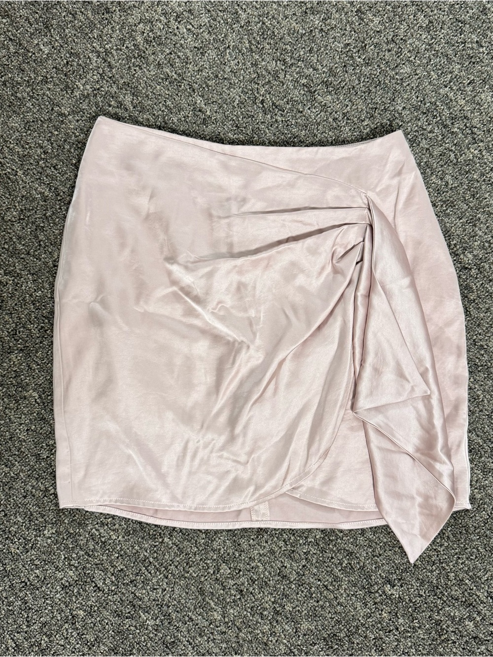 Express Light Pink Draped Satin Mini Skirt 2 NWT
